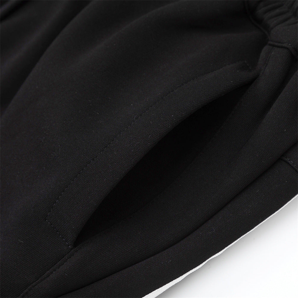 Men Sweatpants Sports Leisure Tappered Trousers with an Elasticated Waist Side Stripe Stitching Loose Zip Trousers