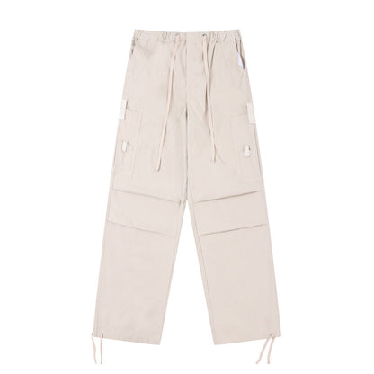 Men Sweatpants Pleated Casual Pants Men Loose Straight Trousers Drawstring Jogger Pants