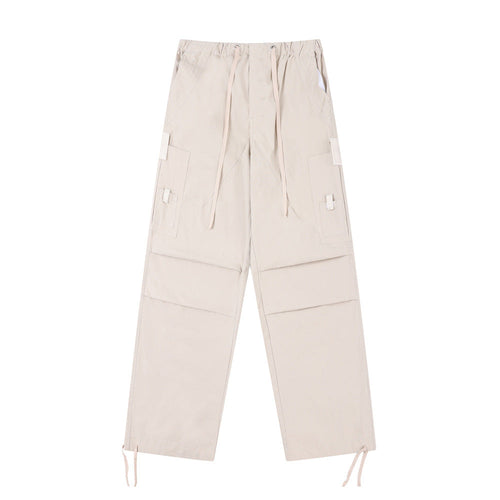 Men Sweatpants Pleated Casual Pants Men Loose Straight Trousers Drawstring Jogger Pants