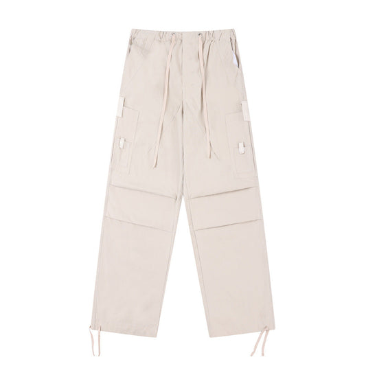 Men Sweatpants Pleated Casual Pants Men Loose Straight Trousers Drawstring Jogger Pants