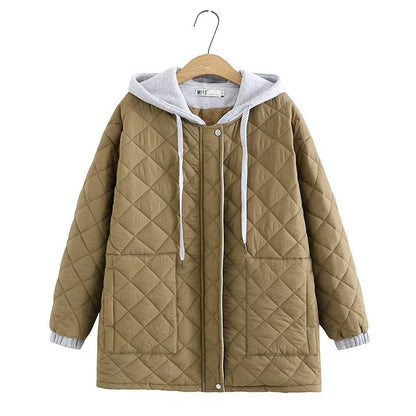Women Cotton Coat plus Size Loose Hooded Coat