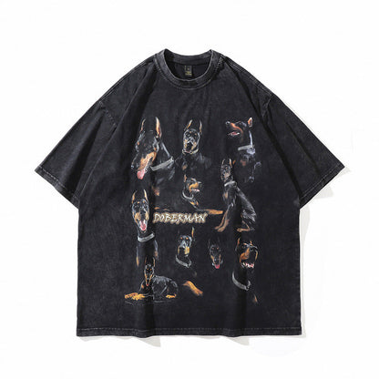 Men's T-Shirt Short-Sleeved T-shirt Men's and Women's Retro Loose Top