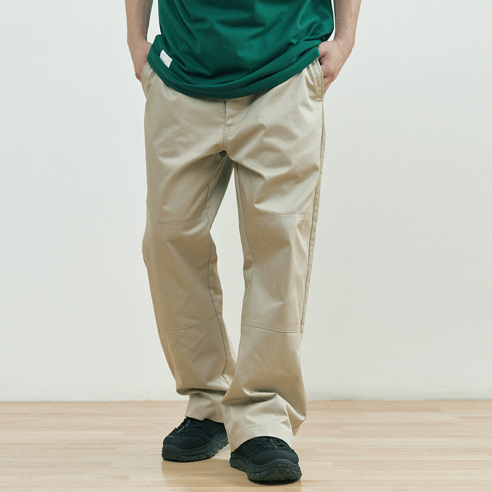 Men Sweatpants Simple Solid Color Straight Cargo Pants Loose Wide Leg Casual Trousers
