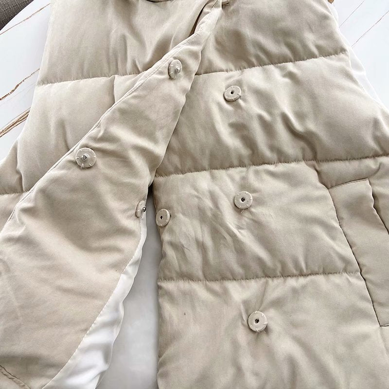 Women Cotton Coat Warm down Jacket Vest Casual Stand Collar