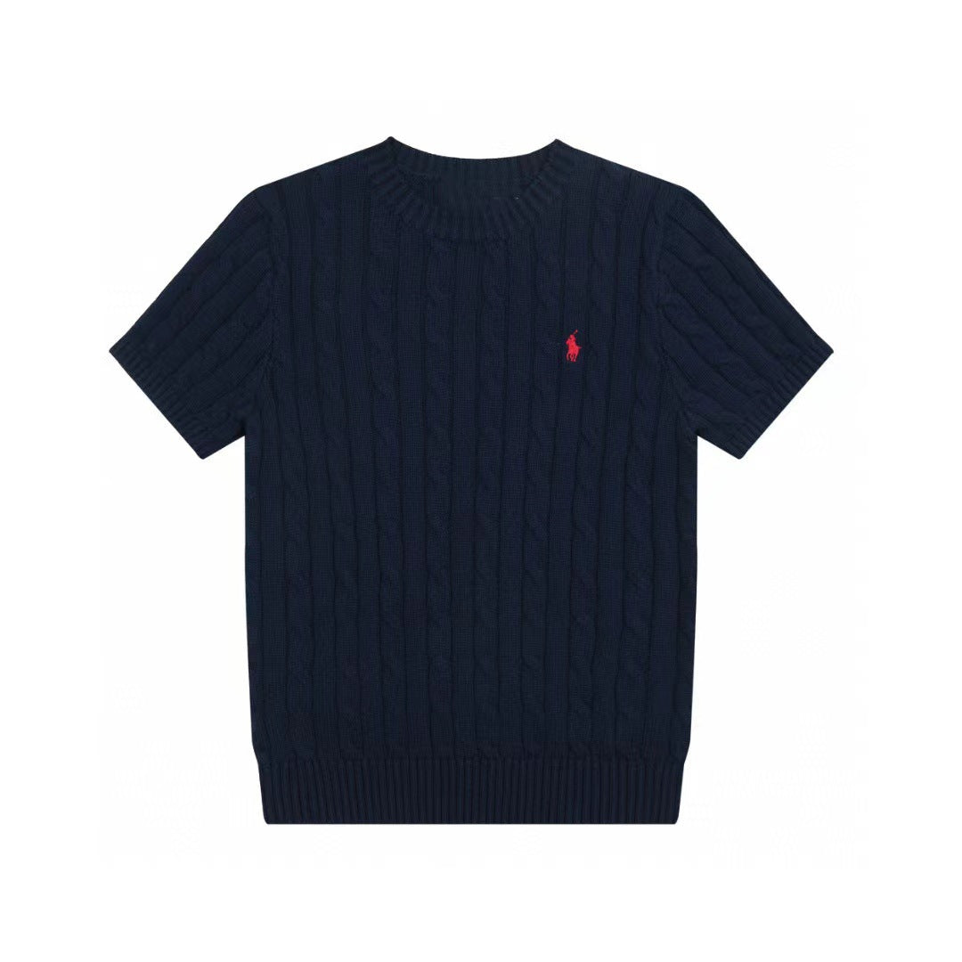 Ralph Lauren Knitted sweaters Ralph Lauren Knitted Short Sleeved Shirt RL Ralph Crew Neck Solid Color Pony Embroidery LOGO Knitted Short Sleeve