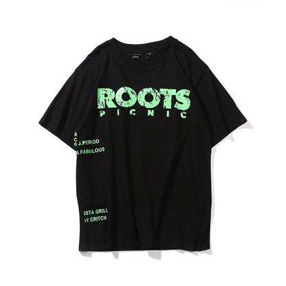 Vlone T Shirts Philadelphia Music Festival Limited Green Large V-neck Print Short Sleeve Loose T-shirt for Men and Women