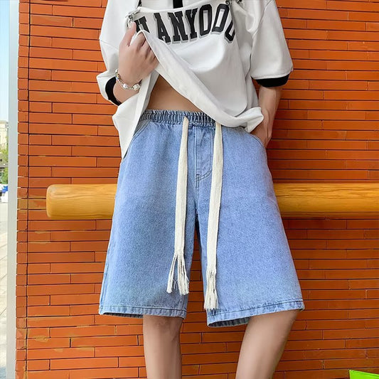 Men Jeans Shorts Loose Cropped Pants