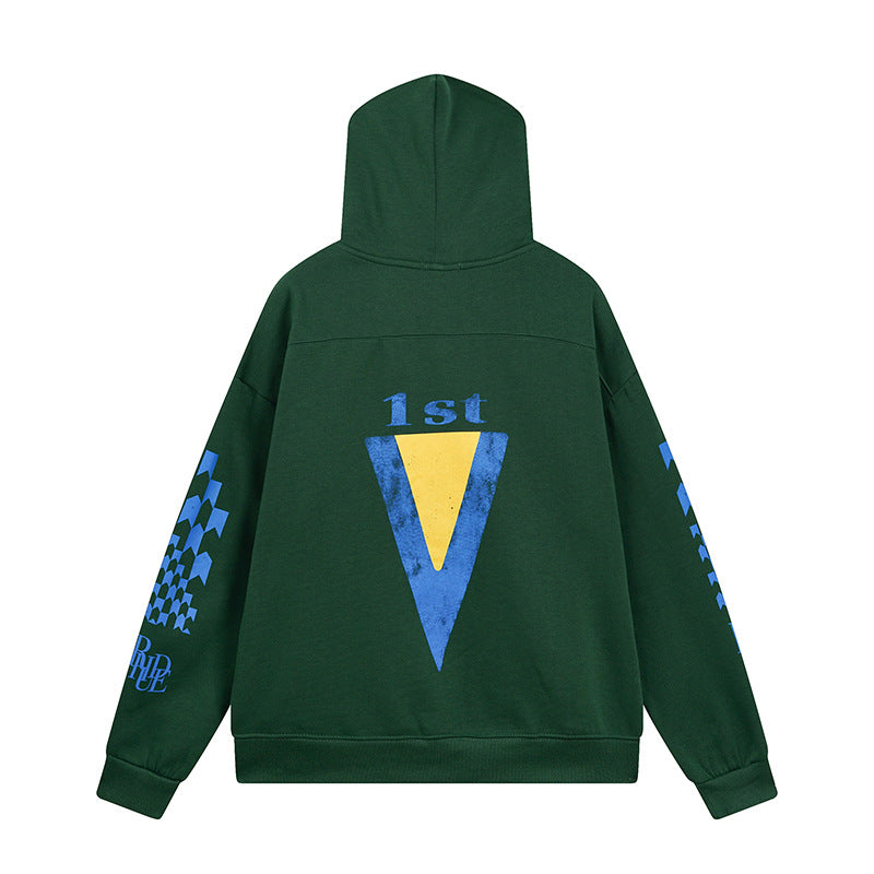 Rhude Hoodie Speedboat Plaid Sleeve Print Hooded Sweater