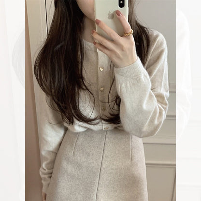 Women Knitted Cardigan Autumn and Winter Loose Casual Knitted Cardigan Jacket