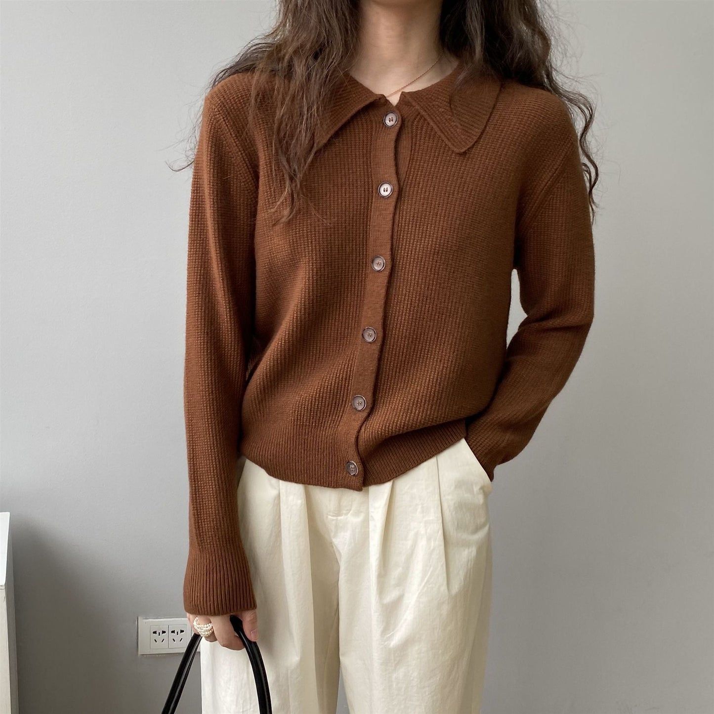 Women Cardigan Sweater Knitted Cardigan Autumn Sweater Jacket Long-Sleeved 8t8205
