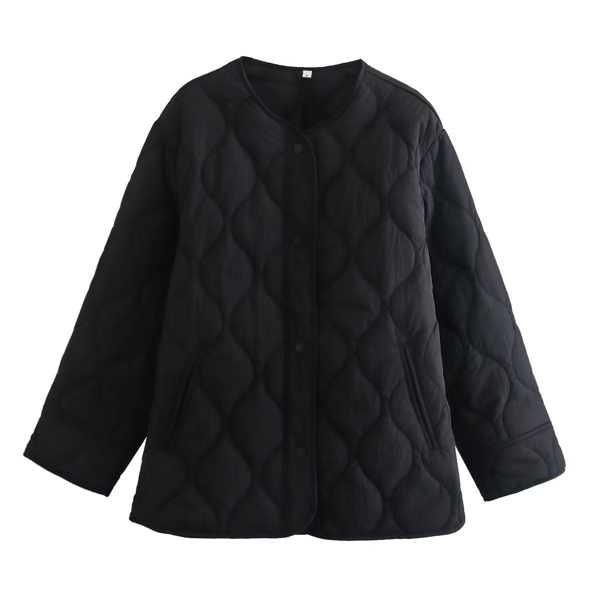 Women Cotton Coat Fashion Collarless Diamond Lattice Loose