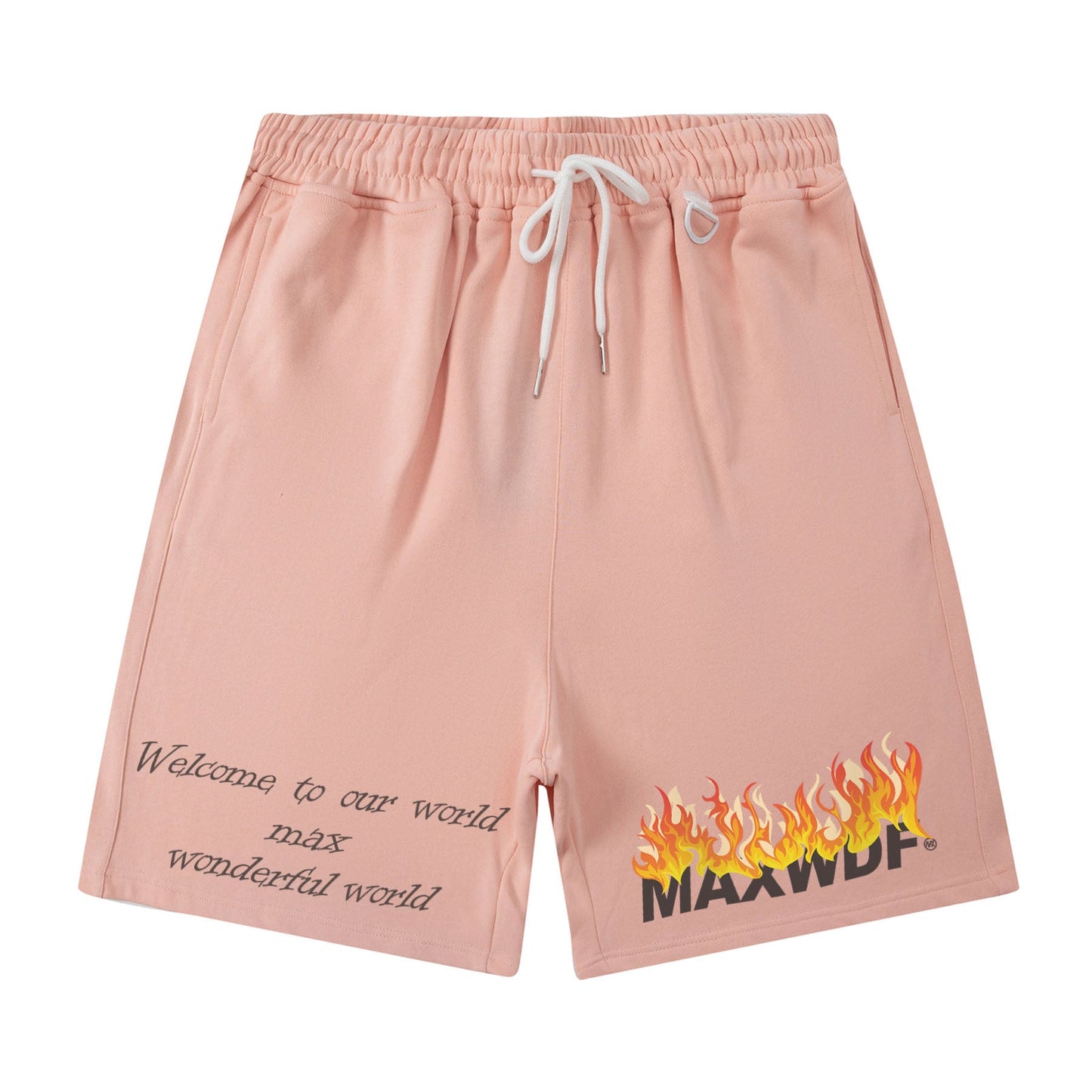 Men Shorts Hiphop Vintage Flame Print Sports Shorts