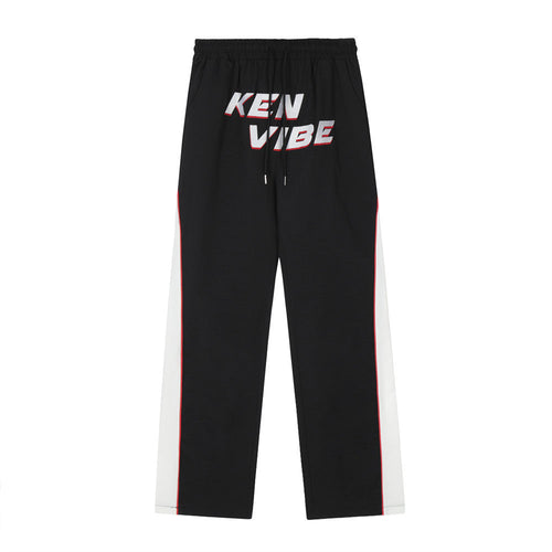 Men Sweatpants Exercise Casual Pants Men's Stitching Letters Embroidered Wide-Leg Pants