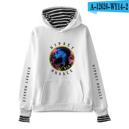 Nipsey Hussle Hoodie Rap Singer Trend False Two-Piece Sweaters