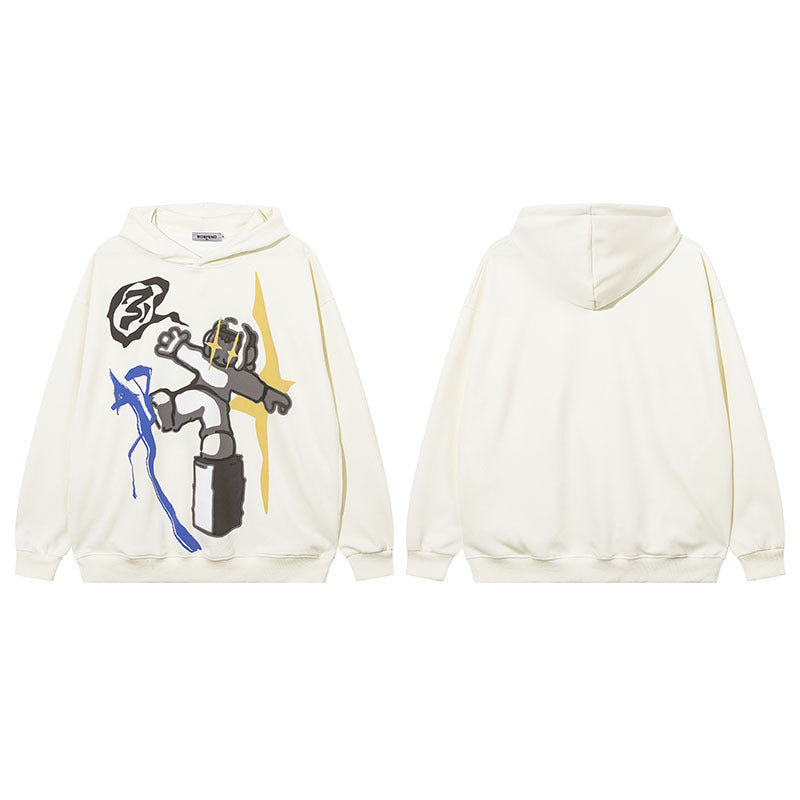 Men Hoodie Graffiti Foam Printed Hoodie Men's and Women's Hiphop Couple Casual Pullover