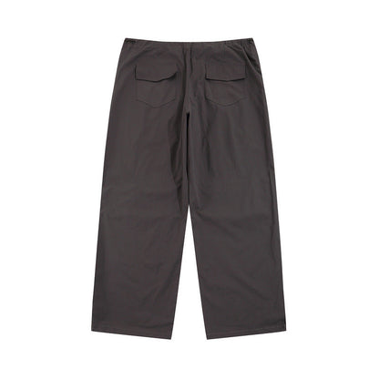 Cargo Pants Retro Solid Color Pleated Overalls Loose