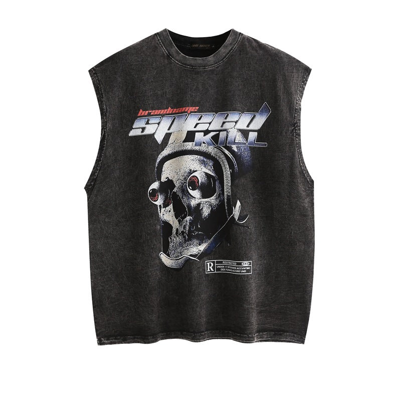 Men Vest Washed Sleeveless T-shirt Baby Boy and Girl Summer Loose Vest