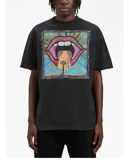 Palm Angle T Shirts Painted Big Mouth Thick Creative Pattern