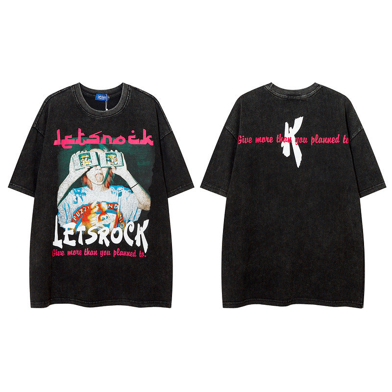 Men T-shirt Hip Hop Retro Graffiti Fashion Brand Short Sleeve T-shirt