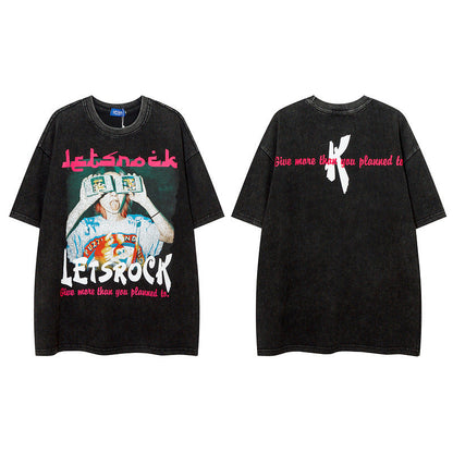 Men T-shirt Hip Hop Retro Graffiti Fashion Brand Short Sleeve T-shirt
