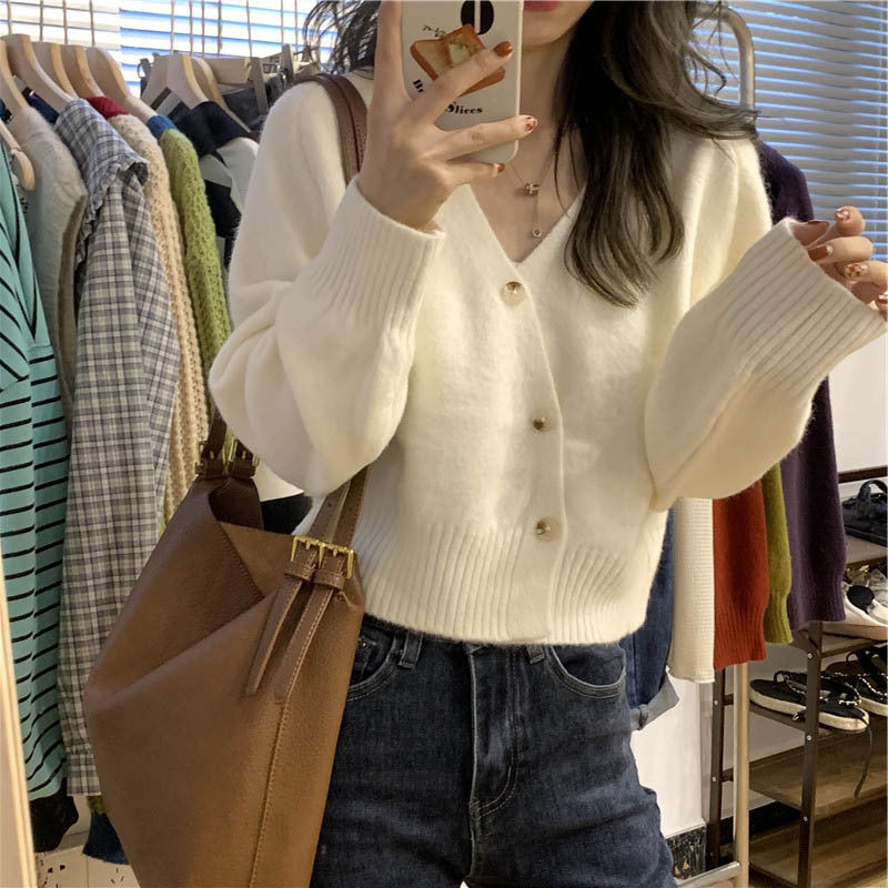 Women Knitwear Spring and Autumn V-neck Loose Knitted Cardigan Jacket
