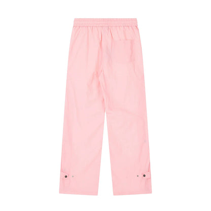 Men Sweatpants Solid Color Casual Straight Trousers Loose Wide-Leg Overalls