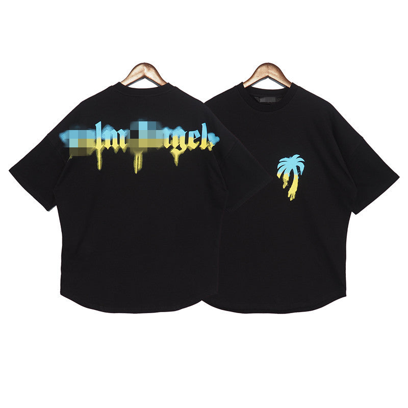 Palm Angle T Shirts Colorful Logo Pattern Couple Half Sleeve Shirt