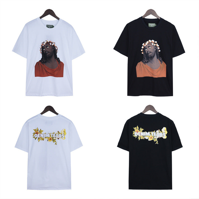 Denim Tears T Shirts Kapok Vintage Portrait Short Sleeve T-shirt