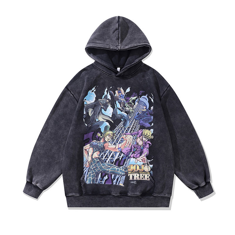 Men Hoodie Cartoon Printing plus Velvet Casual Hooded Sweater