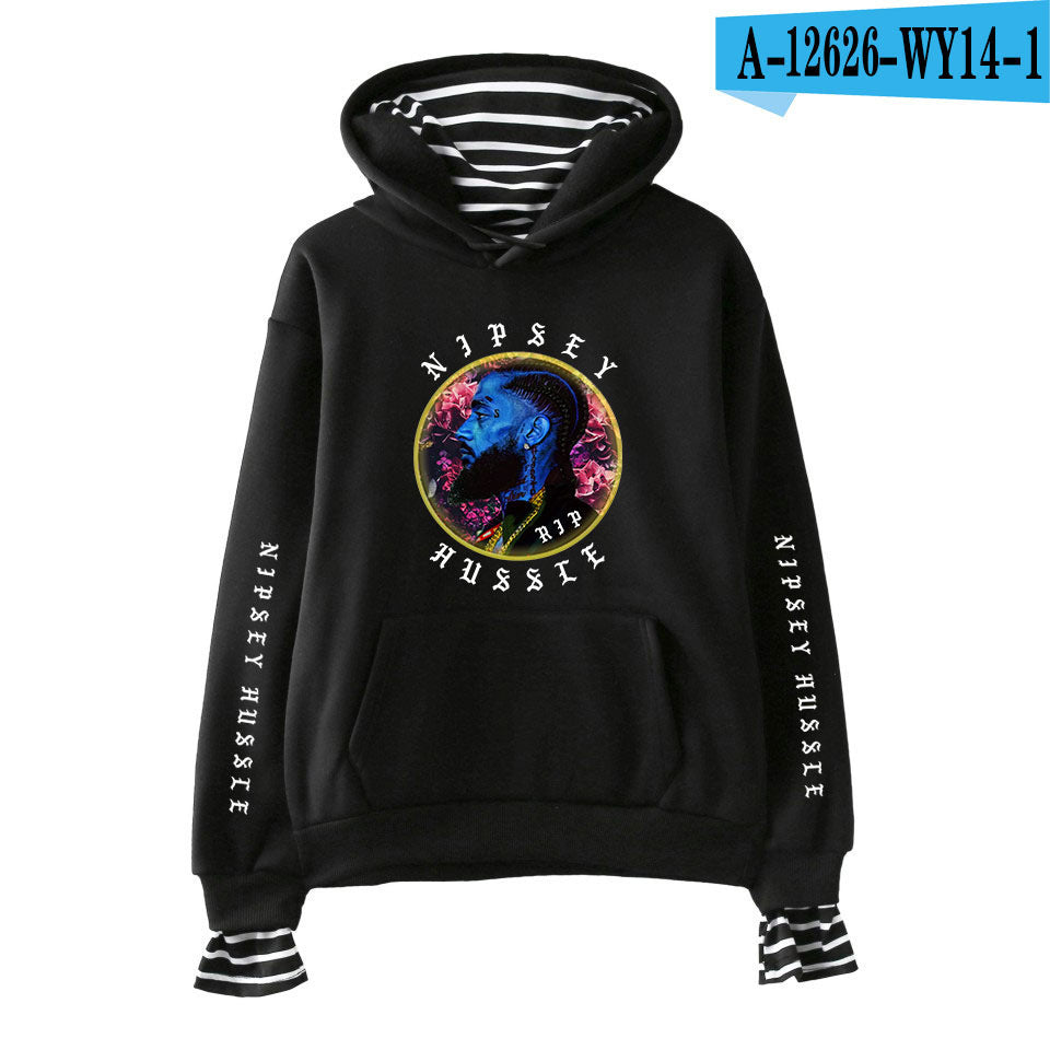 Nipsey Hussle Hoodie Rap Singer Trend False Two-Piece Sweaters