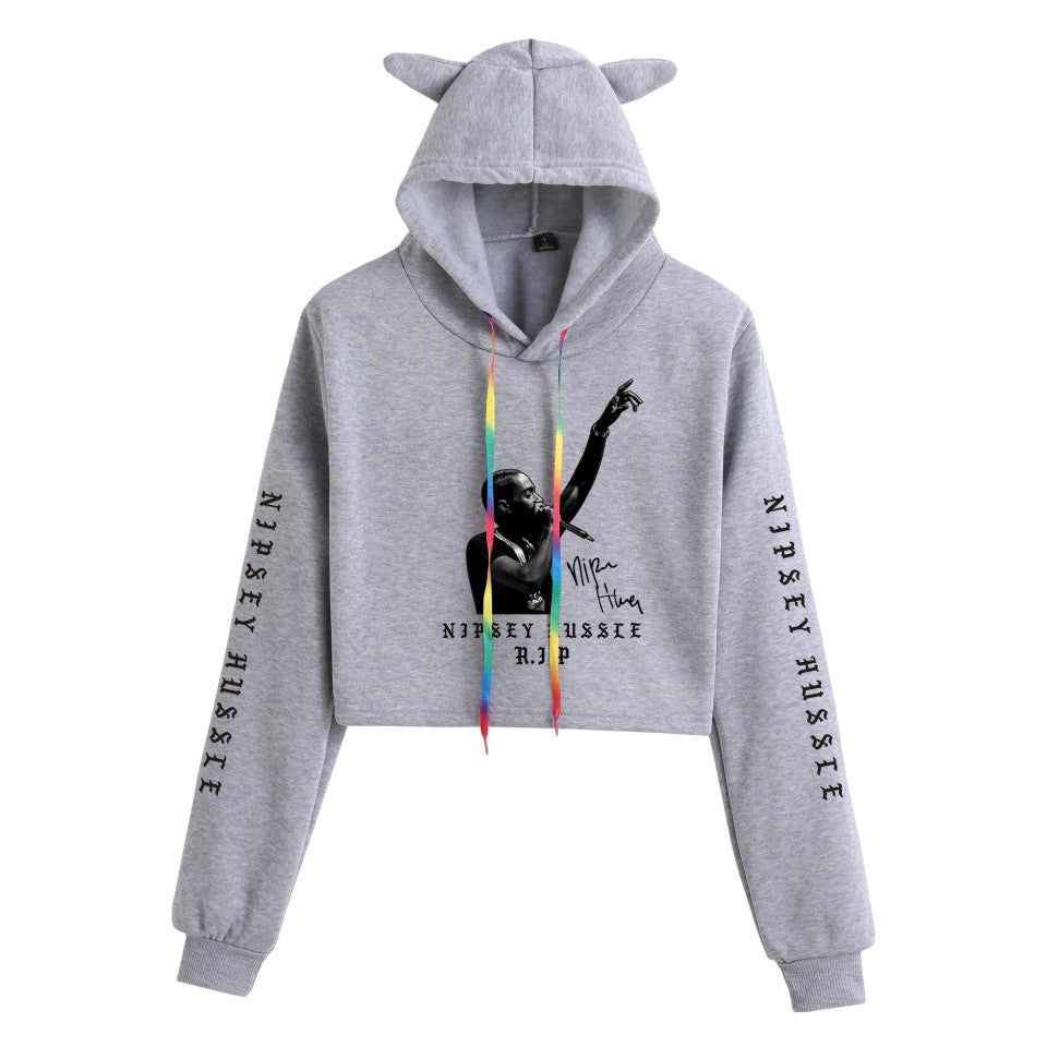 Nipsey Hussle Hoodie Rap Loose Cat Ears Sweater for Women