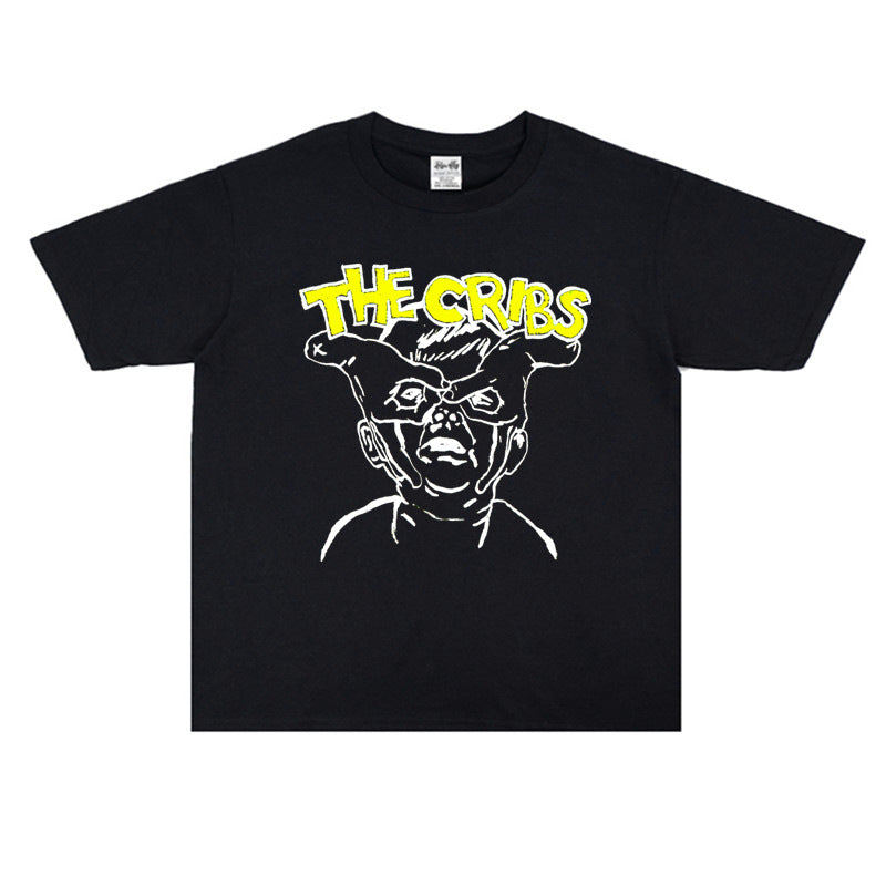 Rock Star T Shirt the Cribs Band Personalized Printed Casual T-shirt Short Sleeve Loose Cotton