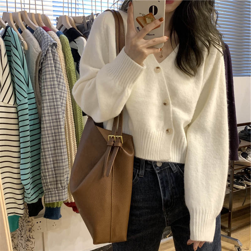 Women Knitwear Spring and Autumn V-neck Loose Knitted Cardigan Jacket