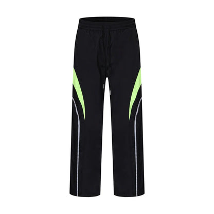 Men Sweatpants Stitching Contrast Color Charge Straight-Leg Pants Loose-Fitting Wide-Leg Trousers