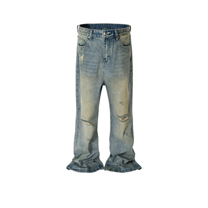 MIJKO Men's Vintage Pants MIJKO Men's Clothing Women's Washed Old Trousers Men's and Women's Blue Jeans