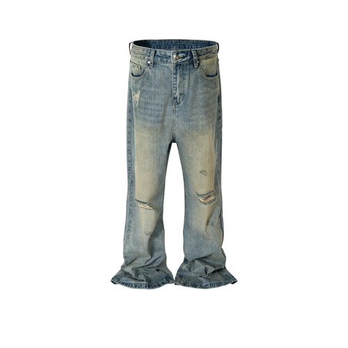 MIJKO Men's Vintage Pants MIJKO Men's Clothing Women's Washed Old Trousers Men's and Women's Blue Jeans