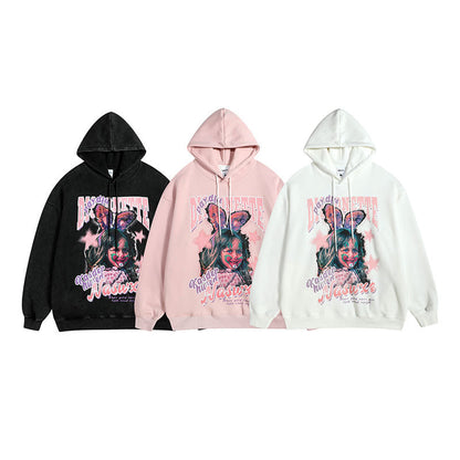 Men Hoodie Retro Couple Hooded Sweater Men and Women Loose-Fitting Hoodie