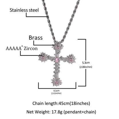 Jewelry Cross Pendant Necklace Copper Gold Plated Diamond Necklace Crosses Spectrum St. Valentine's Royalty