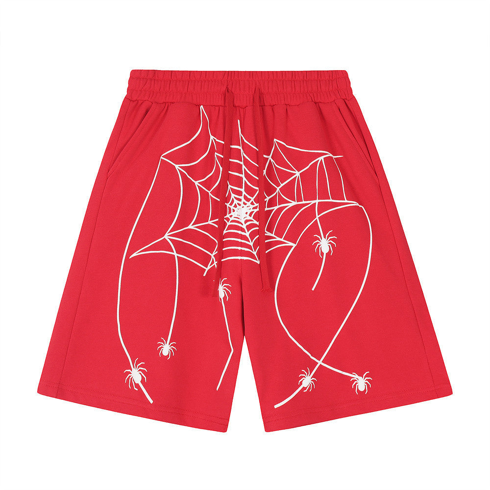 Men Shorts Spider Web Loose Personality Leisure Sports