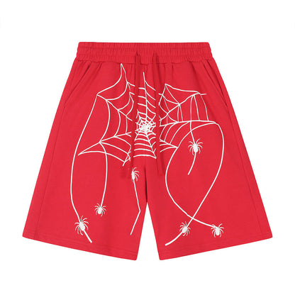 Men Shorts Spider Web Loose Personality Leisure Sports