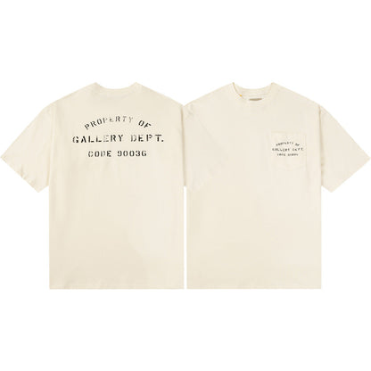 Gallery Dept T-Shirt Hand Painted Ink Splashing Alphabet Washed Retro Short Sleeve T-Shirt