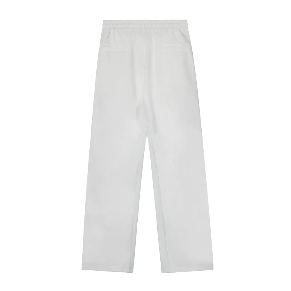 Men Sweatpants Casual Pants Side Stripe Stitching Straight-Leg Trousers Elastic Waist Sports Pants