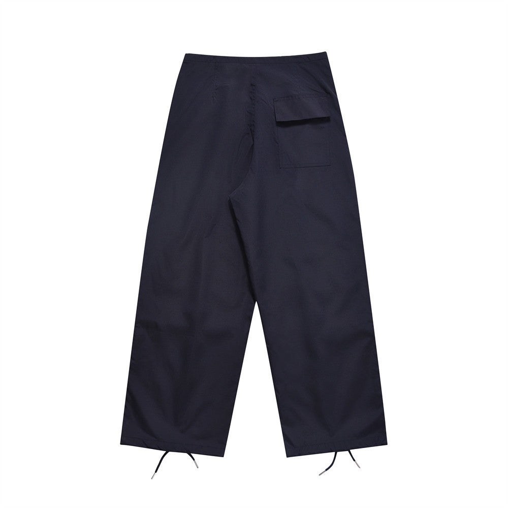 Men Sweatpants Pleated Workwear Casual Pants Double-Layer Mesh Lining Sports Straight Trousers