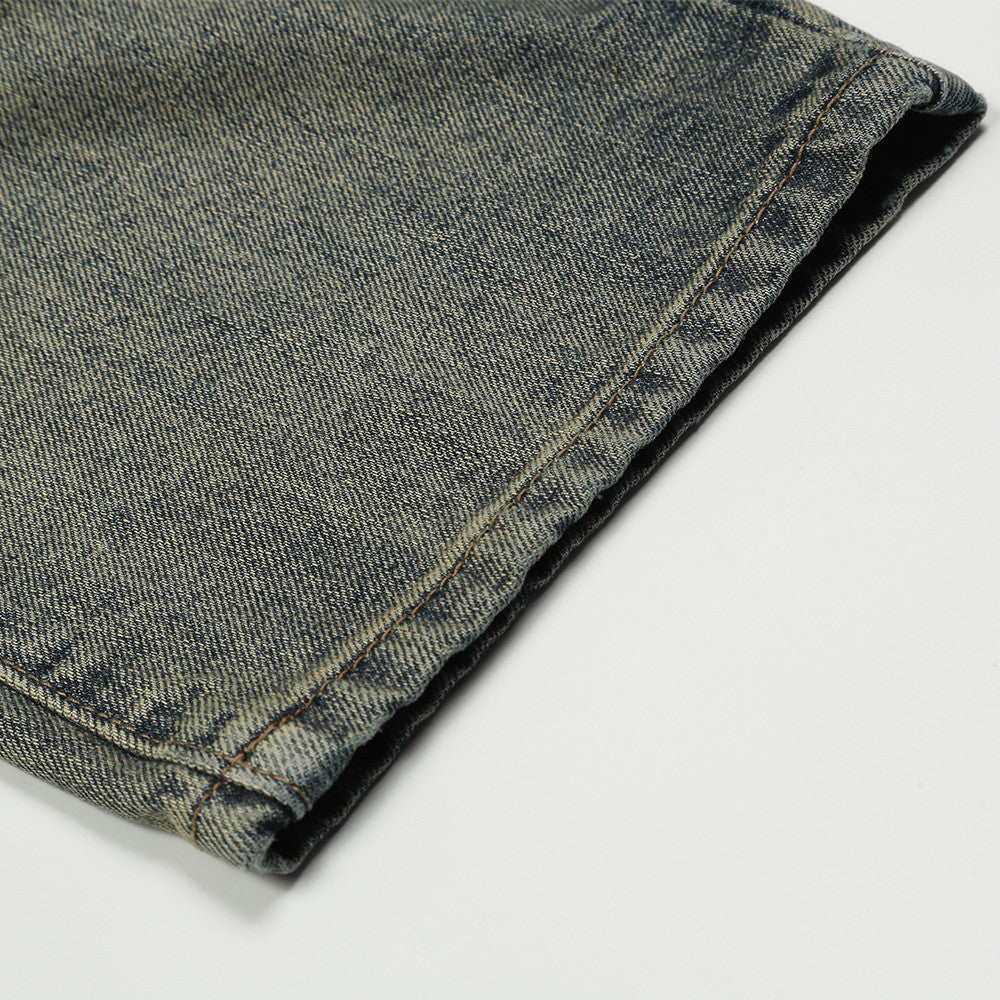 Men Jeans Paste Cloth Embroidery Old Leisure