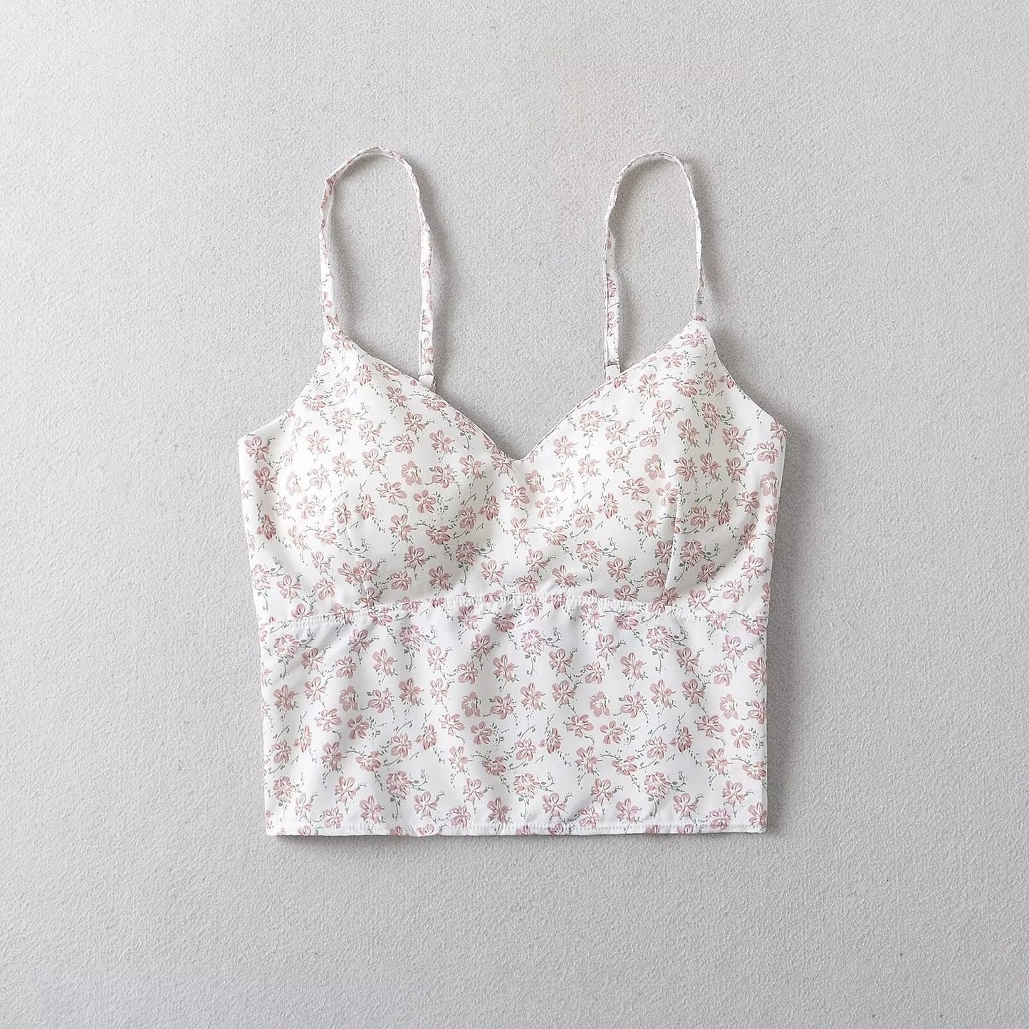 Women Tops Summer Floral Strap Top Backless Sexy Vest