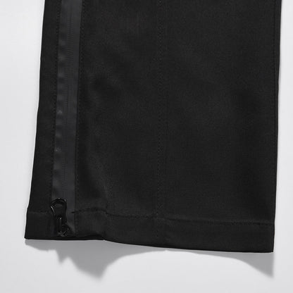 Men Sweatpants Multi-Pocket Slacks Pure Color Elastic Waist Straight-Leg Pants Baggy Pants Zipper Pants