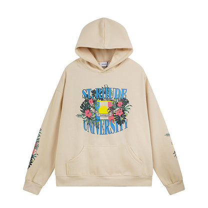 Rhude Hoodie Floral Letter Print Hooded Sweater