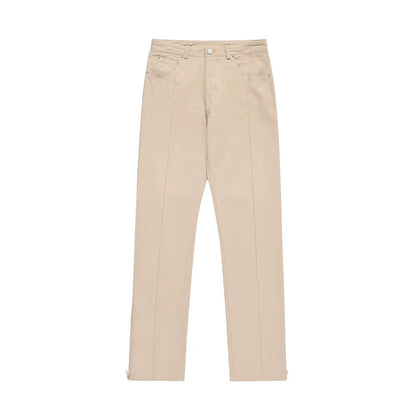Men Sweatpants Leg Zipper Workwear Casual Pants Baggy Straight Trousers Solid Color Wide Leg Trousers
