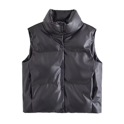 Women Cotton Coat Fashion Casual Leather Vest