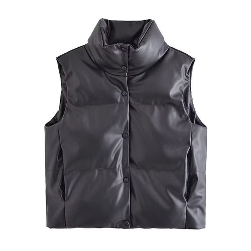 Women Cotton Coat Fashion Casual Leather Vest